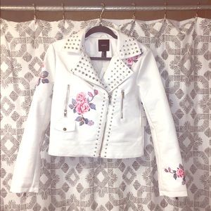 Faux white leather jacket